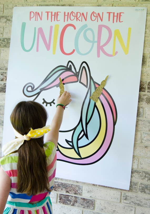 pin the horn on the unicorn game printable instant