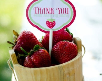 Strawberry Party PRINTABLES: Favor Tags (INSTANT DOWNLOAD) by Love The Day