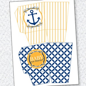 Nautical Baby Shower PRINTABLES Popcorn Box by Love The Day image 2