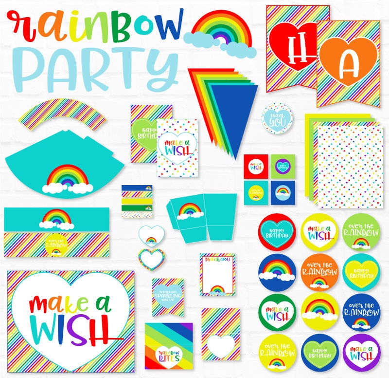 Rainbow Party PRINTABLES INSTANT DOWNLOAD by Lindi Haws of | Etsy