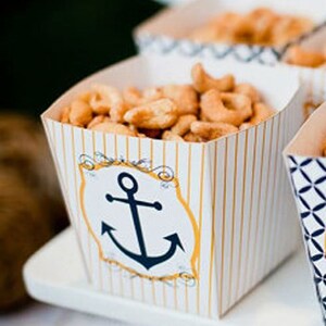 Nautical Baby Shower PRINTABLES Popcorn Box by Love The Day image 1