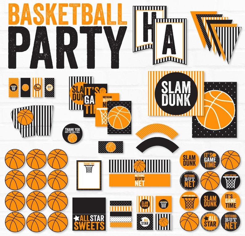 Basketball Printable Party PRINTABLES INSTANT DOWNLOAD by Love The Day image 1