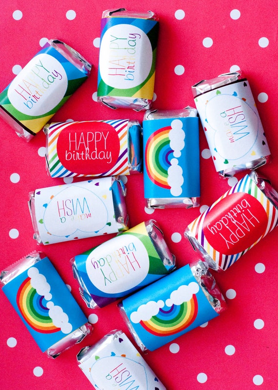 Rainbow Party PRINTABLE Mini Candy Bar Wrappers (INSTANT DOWNLOAD) by Love The Day Il_570xn