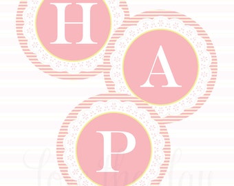 Frilly Tea Party PRINTABLE Happy Birthday Banner (INSTANT DOWNLOAD) by Love The Day