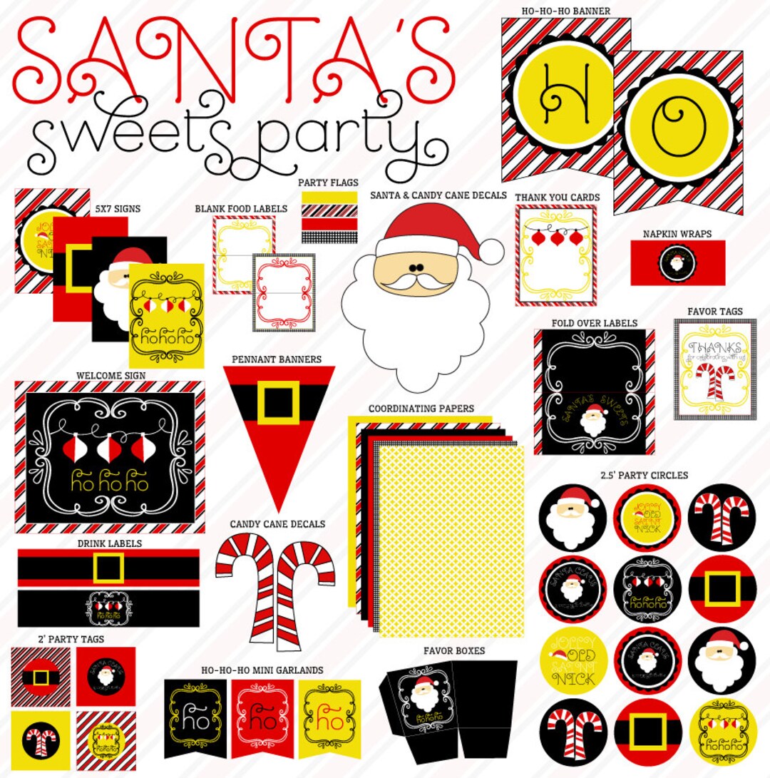 Santa PRINTABLE Party INSTANT DOWNLOAD by Love the Day - Etsy
