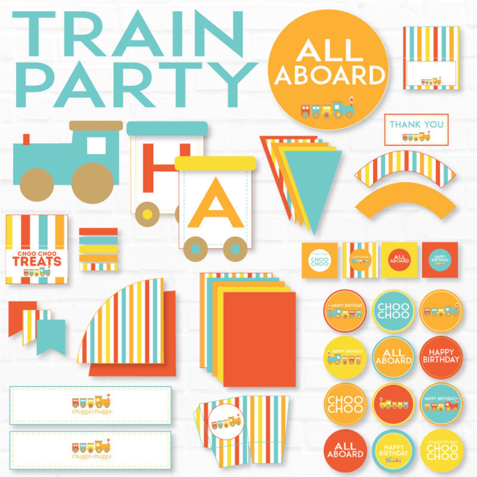 Modern Train Party PRINTABLES INSTANT DOWNLOAD by Lindi Haws - Etsy