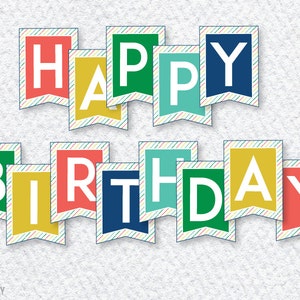Happy Birthday PRINTABLE Banner (INSTANT DOWNLOAD) by Love the Day - Etsy