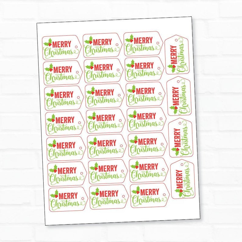 Merry Christmas Printable Tags INSTANT DOWNLOAD by Lindi Haws of Love