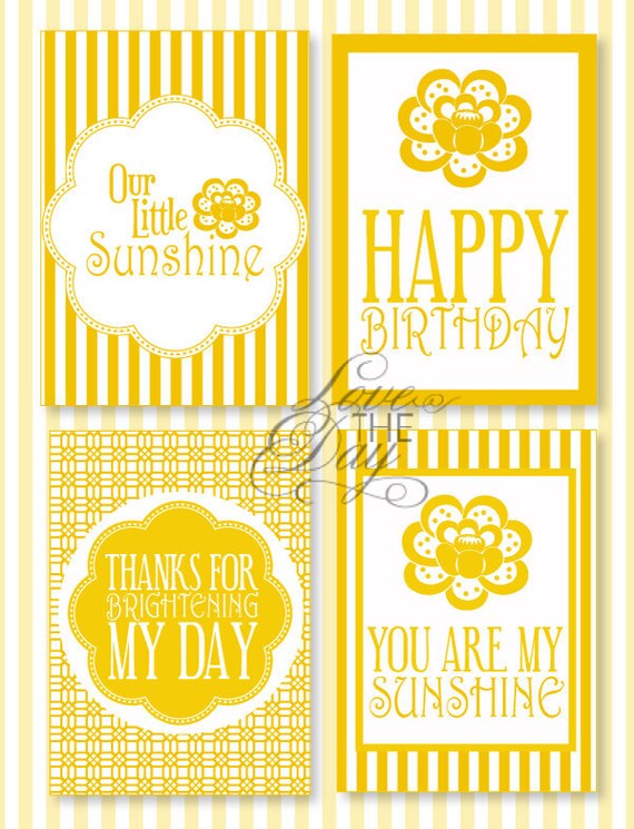 Yellow Sunshine Birthday PRINTABLE Party 5x7 Signs (INSTANT DOWNLOAD) by Love The Day Il_570xn