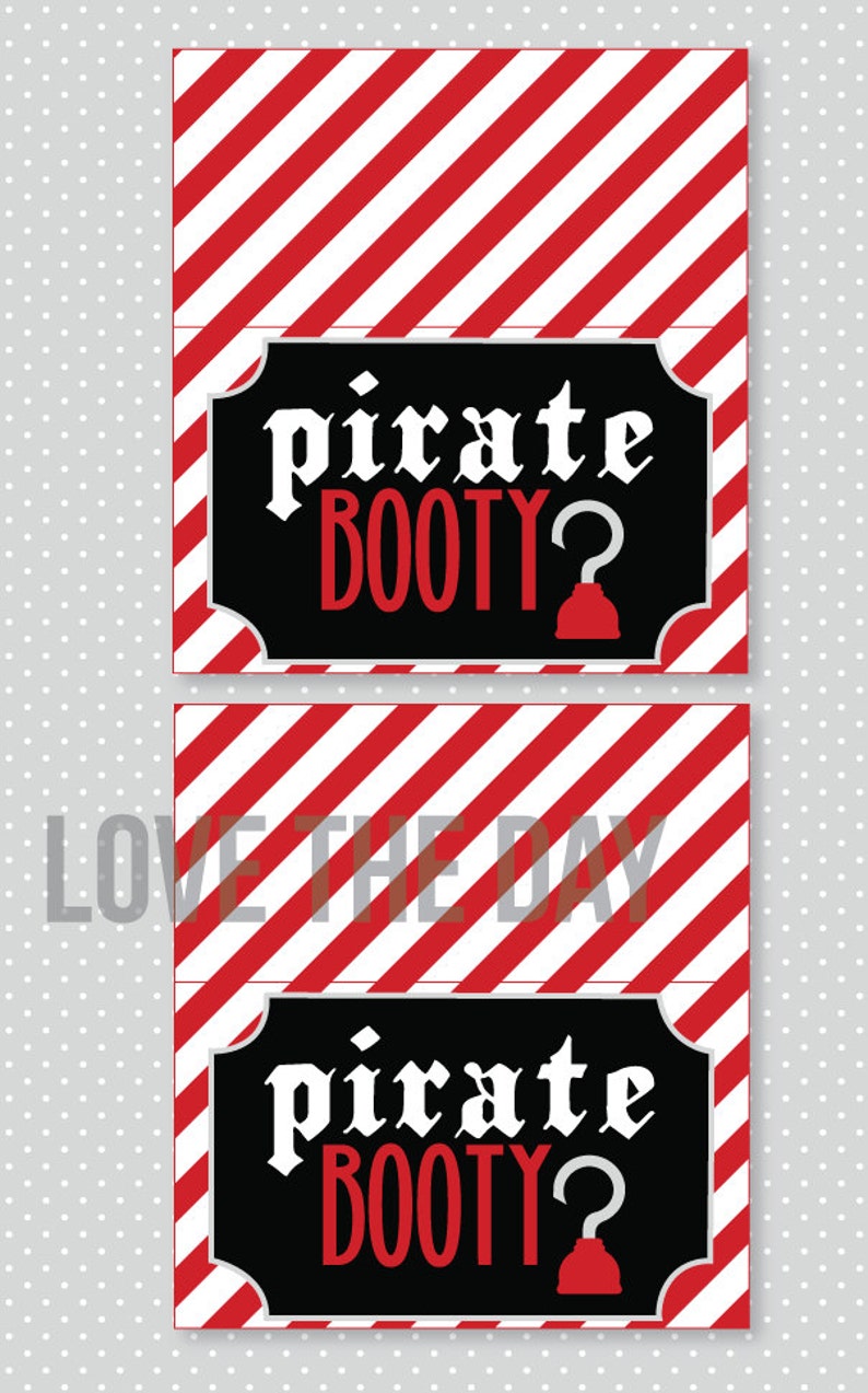 Pirate Party PRINTABLE Fold Over Gift Tag INSTANT DOWNLOAD by Love The Day image 2