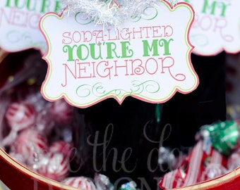 Weihnachten DRUCKBARE Party 'Soda Delighted You're My Neighbor' Geschenkanhänger (INSTANT DOWNLOAD) von Love The Day