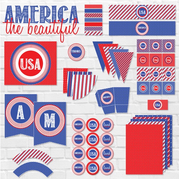4th of July Party Printable Pack (INSTANT DOWNLOAD) by Lindi Haws of Love The Day Il_570xn