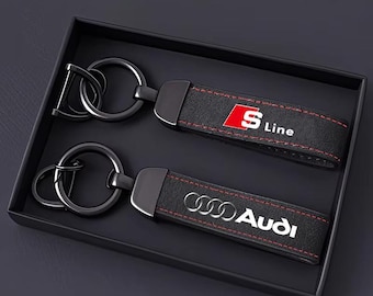 Llavero Audi S Line: llavero de fibra de carbono y cuero para coche. Un regalo de lujo para conductores de Audi.
