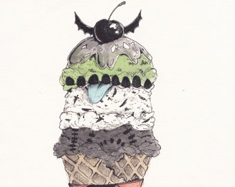2020 Inktober Day 30 Original ink Cherry Bat