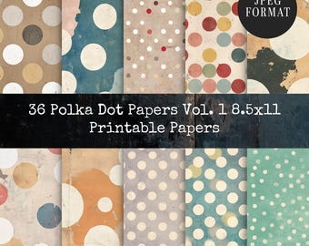 Polka Dot Paper Pack: 36 JPGs for Junk Journals (Digital Download)