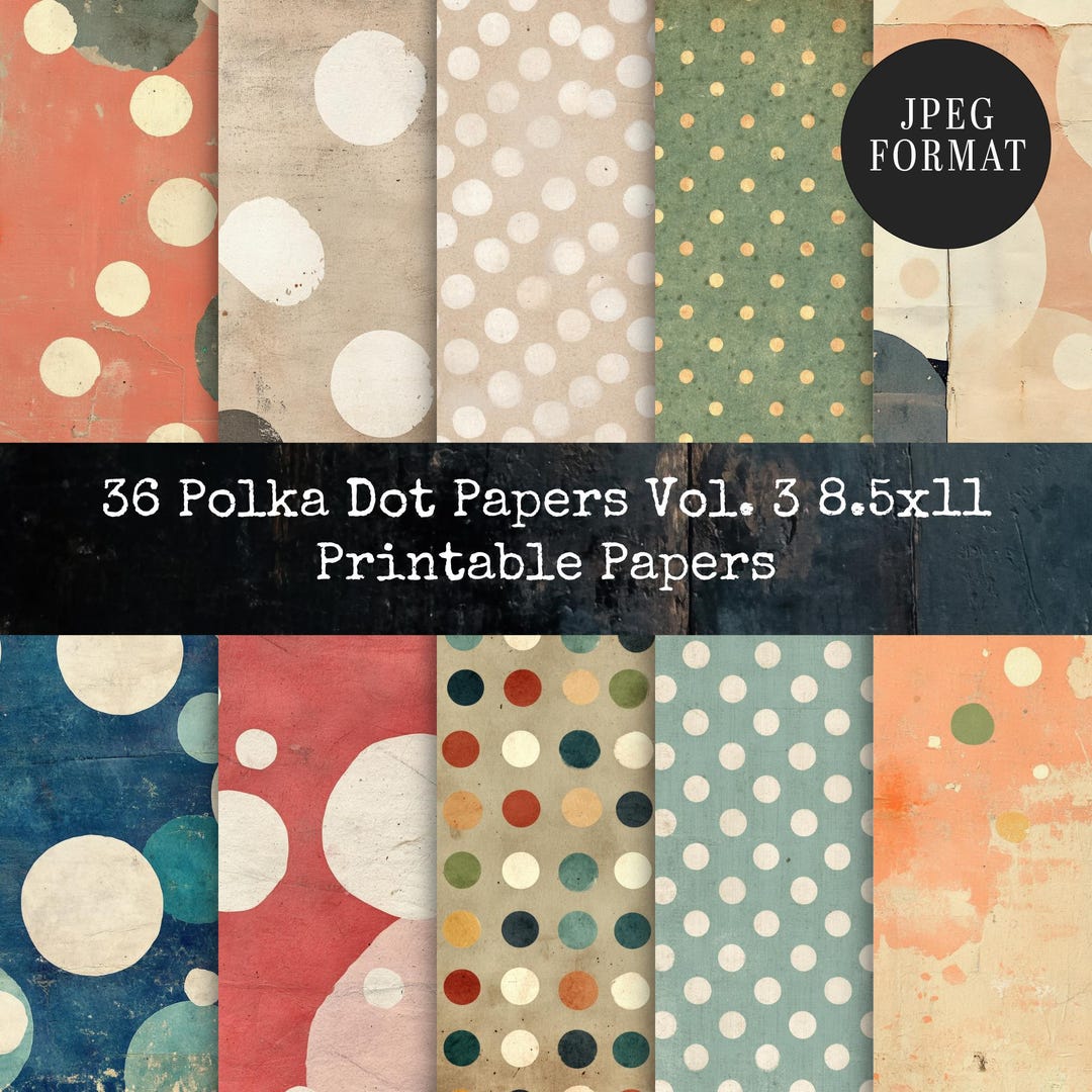 Polka Dot Digital Papers | 36 Junk Journal Background Pages | Printable ...