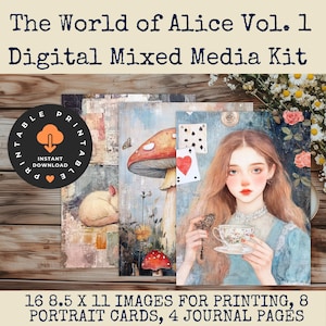 Alice in Wonderland Mixed Media Kit Volume 1 - The World of Alice Junk Journal Printable Instant Download