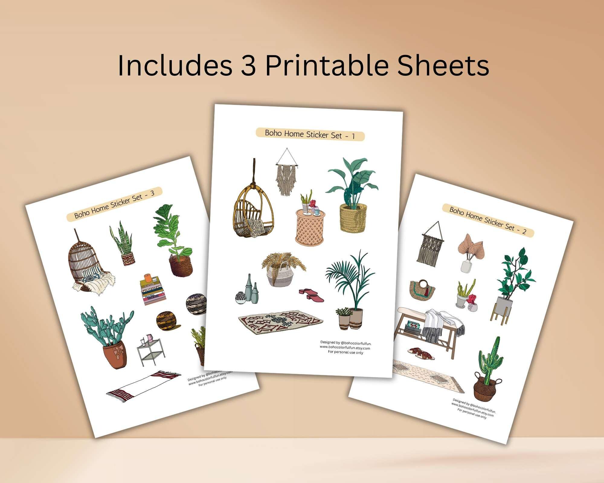Boho Home Aesthetic Digital Sticker Pack – PNG Bundle for Goodnotes ...