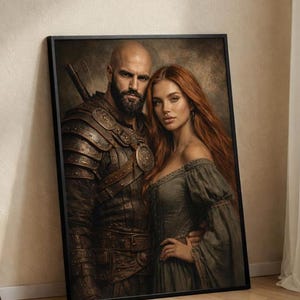 Custom Middle-Earth Style Couple Portrait, Fantasy Anniversary Gift (Digital Download)