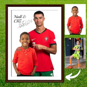 Custom Cr 7 Soccer Portrait with Ronaldo signature , Personalized Graduation Gift, Birthday Gift, Soccer football Gift, Ronaldo Gift A3 size