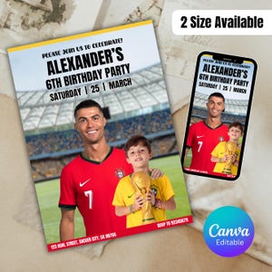 Invitation d'anniversaire de Cristiano Ronaldo | Carte d'anniversaire personnalisable sur commande | Invitation CR7 | Soirée numérique CR7 Ronaldo
