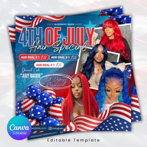 July Booking Flyer, Now Booking July, July 4th Flyer, Hair Braid Lash Brow Flyer, Fourth of July, Books Open, Summer Beauty Flyer, DIY Canva
