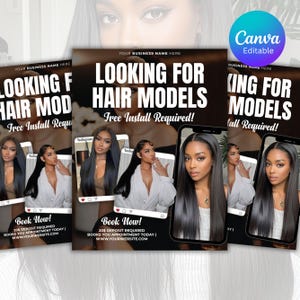 Looking For Hair Models Flyer Template | Hair Business Model Call Flyer | Beauty Business Editable Model Search Flyer | DIY Canva Template