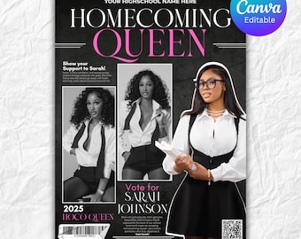 Homecoming Queen Flyer, Homecoming King flyer, homecoming campaign flyer, Vote Homecoming, HOCO Flyer, Vote for me Flyer, Canva Editable