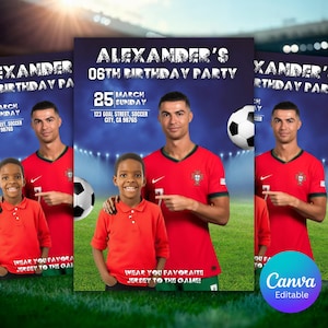 Cristiano Ronaldo Birthday Invitation | Made to order customizable Birthday card | CR7 Invite | Digital CR7 Ronaldo Party