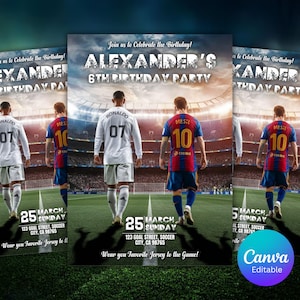 Ronaldo vs Messi Birthday Invitation Birthday card, editable Invite, Digital Invitation