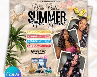 Summer Books Flyer Summer Braid Sale Flyer, instagram Booking Flyer Braid Bookings Flyer July Book Now Flyer Hair Nails Lash Tech Flyer