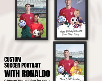 Personalized Cristiano Ronaldo Cr7 Soccer Portrait with Ronaldo signature ,Ronaldo Graduation Gift, Birthday Gift, Soccer Gift, Ronaldo Gift