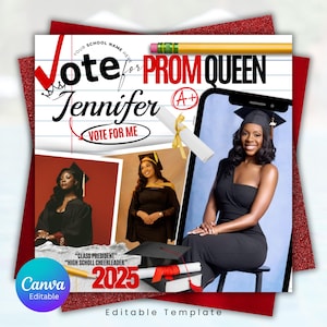 Vote Prom Queen Flyer, Homecoming Flyer, Prom Flyer, Canva Template, Campaign Flyer, Election Flyer, Voting Flyer, Editable Template