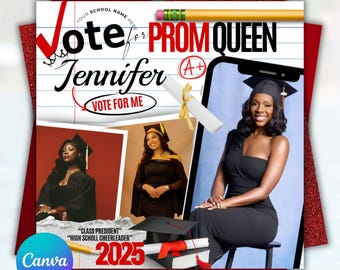 Vote Prom Queen Flyer, Homecoming Flyer, Prom Flyer, Canva Template, Campaign Flyer, Election Flyer, Voting Flyer, Editable Template