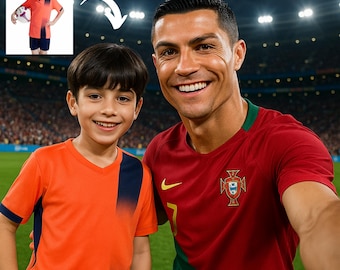 Custom CR7 Ronaldo Football Birthday Gift, Selfie With Ronaldo Birthday Portrait, Soccer football Gift, Gift for Ronaldo Fans