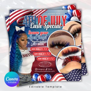 4th Of July Lash Sale Flyer, DIY Lash Extensions Flyer, Beauty Lash Deals Flyer, Lash Flyer, July Lashes Flyer, Holiday Flyer Template