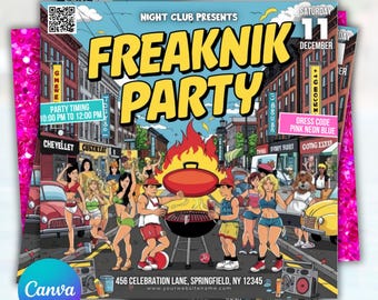 Freaknik Party Flyer, 90s Cookout Flyer, Nightclub Flyer, Pool Mansion Party, Summer Party Flyer, Splash Alt, Canva Editable Template