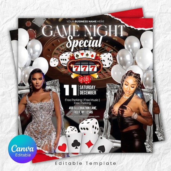 Game night invite, girls night, birthday, editable, digital download