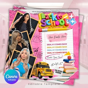 Back To School Booking Flyer, Back to school sale flyer, Back to school hair flyer, DIY canva template, Back 2 School , Braid Special Flyer