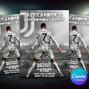 Invitation d'anniversaire de Cristiano Ronaldo | Carte d'anniversaire personnalisable sur commande | Invitation CR7 | Soirée numérique CR7 Ronaldo