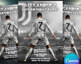 Cristiano Ronaldo Birthday Invitation | Made to order customizable Birthday card | CR7 Invite | Digital CR7 Ronaldo Party
