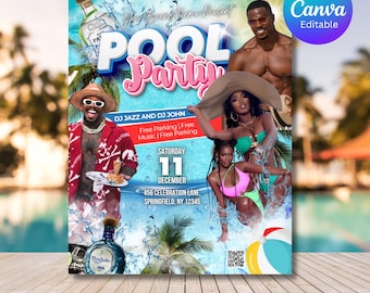 Summer Party Flyer, DIY Flyer Template Design, Summer Celebration Flyer, Party Invite, Pool Party Flyer, Premade Club DJ Event Party Flyer