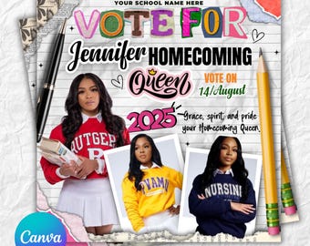 Homecoming Queen Flyer, Homecoming King flyer, homecoming campaign flyer, Vote Homecoming, HOCO Flyer, Vote for me Flyer, Canva Editable