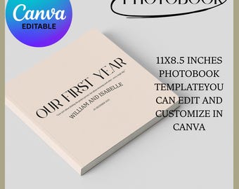 Editable Anniversary Photo Book Canva Template, Wedding Album (Digital Download)