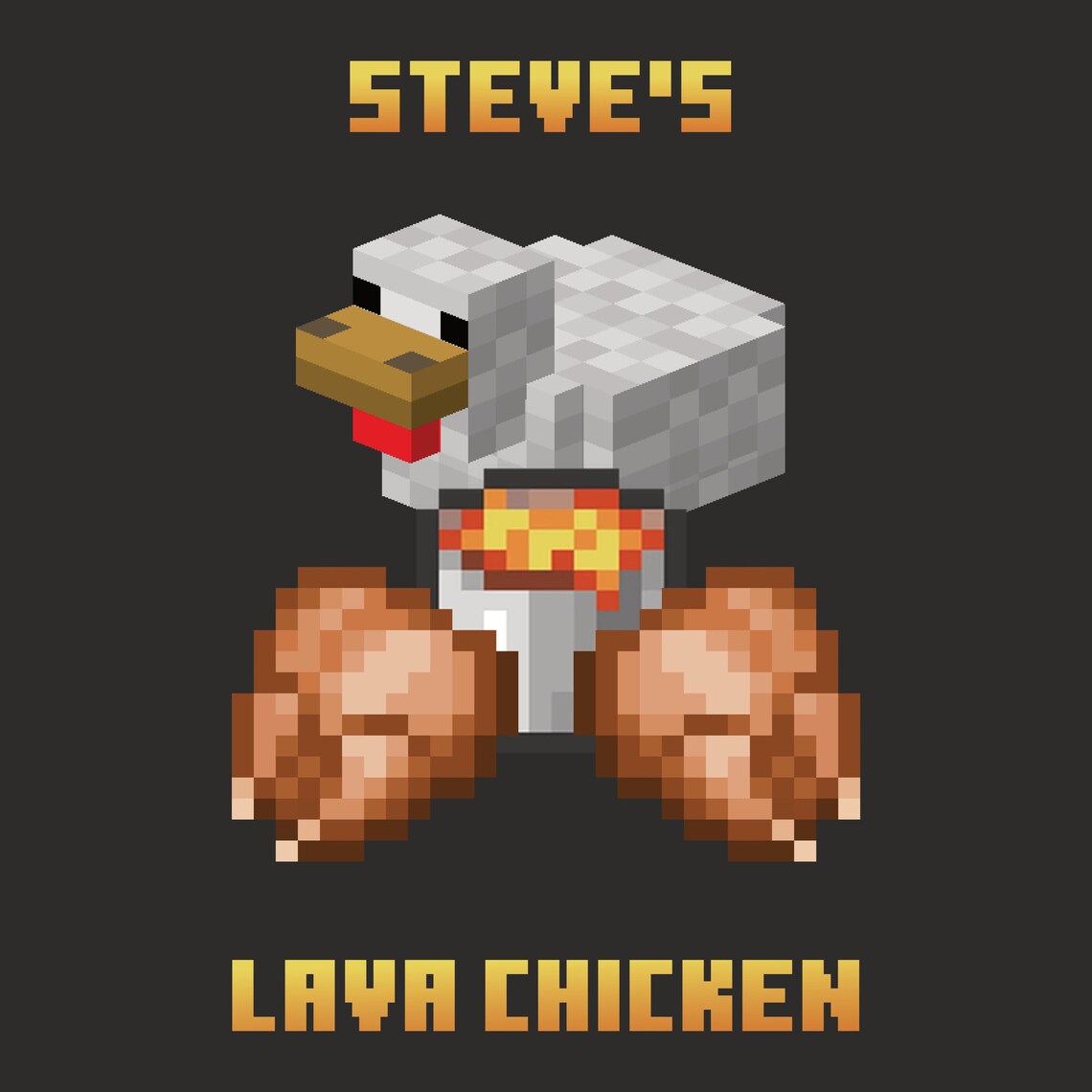 Minecraft Movie Steve's Lava Chicken Graphic for Stamps, Designs, T ...