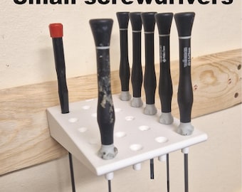 Small Screwdriver Holder Wall Mount, Space Saving Tool Organizer, Din Rail Workshop Rack, Modular Pegboard Alternative, Garage Storage
