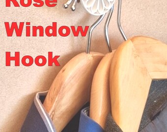 Single Rose Window Hook, Screws Wall Hook, Coat & Bag Holder, Minimal Home Storage, Sleek Organization Peg, Minimalist Entryway Hanger