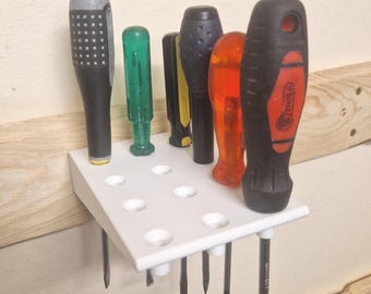 Soporte de pared mediano para destornilladores, almacenamiento que ahorra espacio, organizador montado en panel, estante para equipos de taller, accesorio para taller de garaje, riel DIN