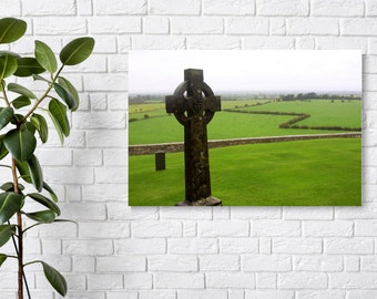 Celtic Cross Irish Photo, Ireland countryside wall art, Cross photo, Irish Cross art, religious artwork, Irish Christian photograph