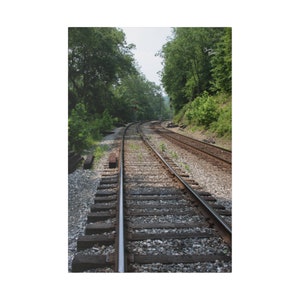 Railroad tracks photo, train tracks picture on canvas artwork, Maryland Photography Canvas Print